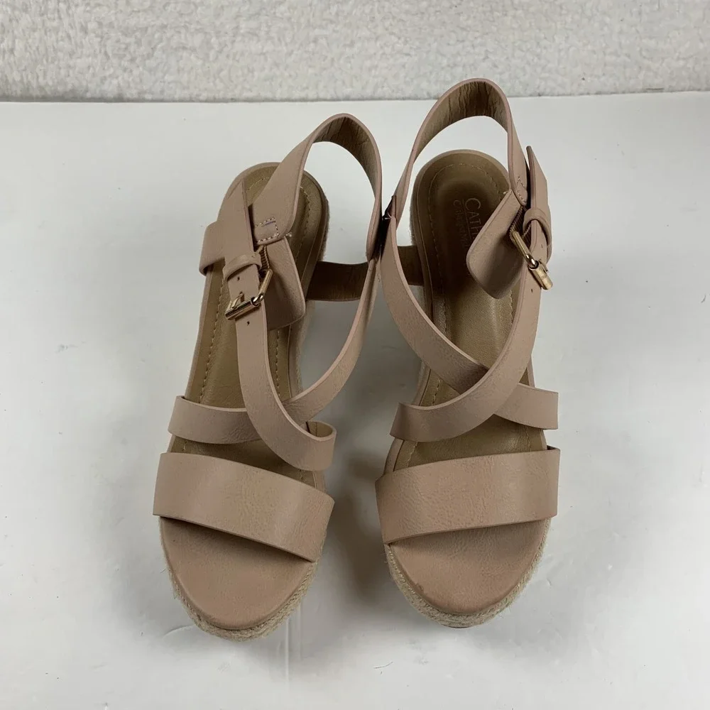 Catherine Malandrino Estaria Espadrille Sandal Women's Size 8 Nude Vegan S0360‎